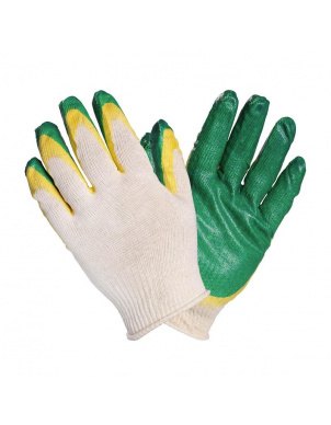 Перчатки трикотажные с 2-ым латексным обливом (Зелёные) фото 1