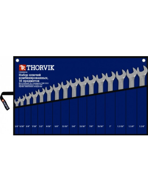 Набор комбинированных дюймовых ключей 1/4"-1-1/4" (16 шт) Thorvik CWIS0016 (52917) фото 1
