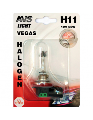 Лампа галогеновая AVS Vegas в блистере H11.12V.55W (1 шт.) фото 1