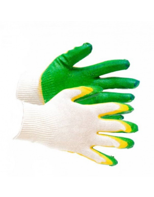 Перчатки трикотажные с 2-ым латексным обливом (Зелёные) фото 2