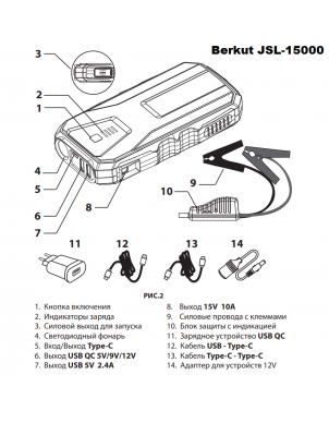 Пуско-зарядное устройство BERKUT JSL-15000 фото 3