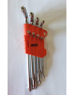 Набор ключей торцевых изогнутых TORX с отверстием (T10-T50) 9 шт, AVS TXL-9H (A40159S) фото 3