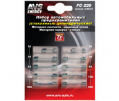 Предохранители автомобильные AVS FC-239 цилиндрические стеклянные, 10 шт.