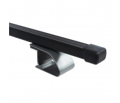 Багажник на крышу Renault Duster (2021-г.в.), Delta D-011-228 (прямоугольные рейки, черные, 1.2 м., серебристые опоры)