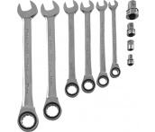 Набор трещоточных ключей с адаптерами 8-19 мм, 10 предметов, Jonnesway W45110S