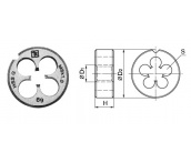 Плашка D-COMBO круглая ручная М12х1.75 HSS, Ф38х14 мм, Thorvik MD12175 (52840)