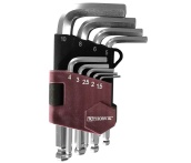 Набор ключей торцевых шестигранных коротких с шаром, H1.5-H10, 9 предметов, Thorvik HKSB9S (53063)