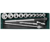 Набор головок торцевых 3/4 DR, 22-50 мм, 15 предметов, Jonnesway S04H6315SA (S04H6115SA) (47229)