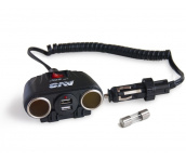 Разветвитель прикуривателя 12/24V (на 2 выхода +2USB) AVS CS230U
