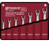 Набор ключей гаечных разрезных, 8-19 мм, 7 предметов, Thorvik W4S7TB (52626) серии ARC в сумке
