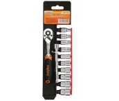 Набор головок с аксессуарами 1/4 DR, 4-13 мм, 12 предметов, Ombra 911412