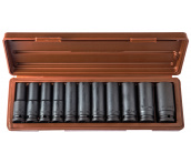 Набор ударных глубоких торцевых головок 1/2 DR, 10-24 мм, 11 шт., Ombra 912511