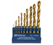 Набор спиральных сверл по металлу HSS TiN, d1.0-10.0 мм, 10 предметов, Thorvik TDBS10 (52479) в пластиковом кейсе