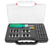 Отверточная рукоятка трещоточная с набором бит и насадок 52 шт, Jonnesway DR0152S
