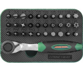 Набор бит вставок, трещотка 1/4 DR, 32 предмета, Jonnesway RD01032S