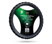 Оплетка на руль (эко-кожа) AVS SL-600M-B (размер M, черный) A40231S