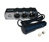 Разветвитель прикуривателя 12/24V (на 3 выхода +USB) AVS CS314U