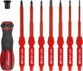 Отвертка диэлектрическая со сменными стрежнями, 9 предметов, Jonnesway DV15109S (46360)