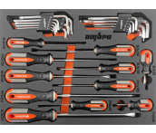 Набор отверток стержневых ROUND GRIP и торцевых ключей в EVA ложементе 280х375 мм, 29 предметов, Ombra OMT29STE (56130)