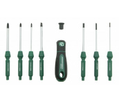 Отвертка со сменными стрежнями в наборе, 9 предметов, Jonnesway DB0309S (46363)