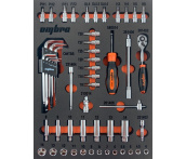 Набор головок торцевых 1/4"DR с аксессуарами в EVA ложементе 280х375 мм, 54 предмета, Ombra OMT54STE (56136)