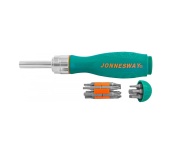 Отверточная рукоятка трещоточная с набором бит, 19 предметов, Jonnesway DR0119S