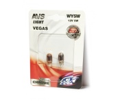Лампа CHROME 12V. WY5W (W2,1x9,5d) (yellow) 2шт. AVS Vegas A07113S (в блистере)