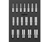 Набор головок торцевых глубоких 1/2" DR в EVA ложементе 280х375 мм, 18 предметов, Ombra OMT18STE (56132)