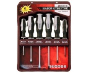 Набор отверток стержневых на крепежной планке, 6 предметов, Thorvik SDS06BH (52291)