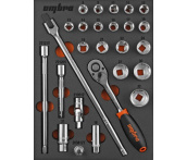 Набор головок торцевых 1/2"DR с аксессуарами в EVA ложементе 280х375 мм, 26 предметов, Ombra OMT26STE (56134)