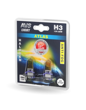 Галогенные лампы AVS /ATLAS ANTI-FOG /желтый H3.12V.55W. блистер 2шт. A78622S фото 1