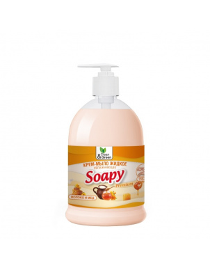 Крем-мыло жидкое увлажняющее с дозатором "Soapy" молоко и мёд, 500 мл, Clean&Green CG8098 фото 1