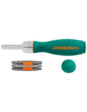 Отверточная рукоятка трещоточная с набором бит, 7 предметов, Jonnesway DR0107S фото 1