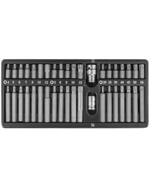Набор бит (вставок) 10 мм, H4-12 мм, Т20-55, M5-12, 3/8DR, 1/2DR (40 шт) Jonnesway S29H4140S фото 2