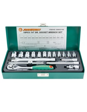 Набор головок 1/4 DR, 4-13 мм, 18 предметов, Jonnesway S04H2118S фото 1