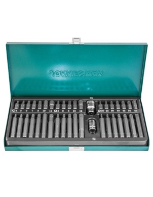 Набор бит (вставок) 10 мм, H4-12 мм, Т20-55, M5-12, 3/8DR, 1/2DR (40 шт) Jonnesway S29H4140S фото 1