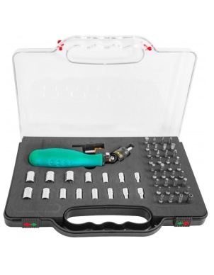 Отверточная рукоятка трещоточная c гибкой головкой и насадками 53 шт, Jonnesway DR0253S фото 1