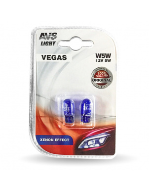 Лампа 12V.W5W XENON EFFECT (W2,1x9,5d) 2 шт. AVS Vegas (A07432S) фото 1
