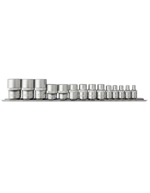 Набор головок торцевых 1/4", 3/8", 1/2"DR, внешний TORX, E4-E24, 14 предметов, Thorvik S1S1314SM (54368) на держателе фото 1
