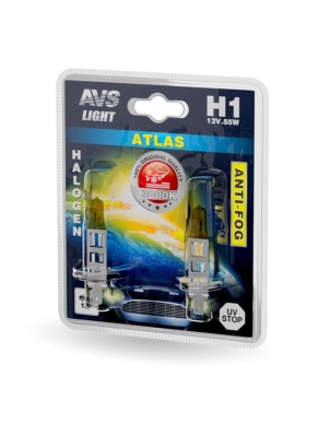 Галогенные лампы AVS /ATLAS ANTI-FOG /желтый H1.12V.55W. блистер 2шт. A78618S фото 1