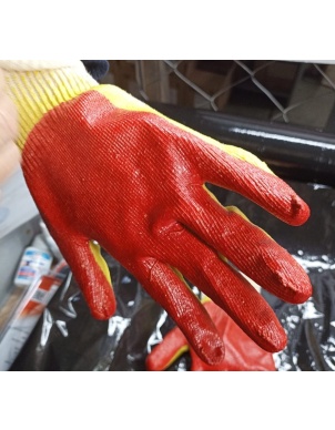Перчатки трикотажные с 2-ым латексным обливом (Красные) фото 3