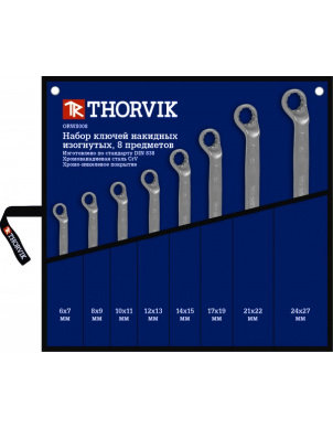 Набор ключей накидных 75° в сумке (6-27 мм) 8 шт, Thorvik ORWS008 (52019) фото 1