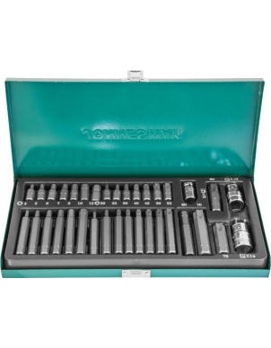 Набор бит (вставок) 10 мм, шестигранных Н4-12мм, TORX (35 шт) Jonnesway S29H4135S фото 1