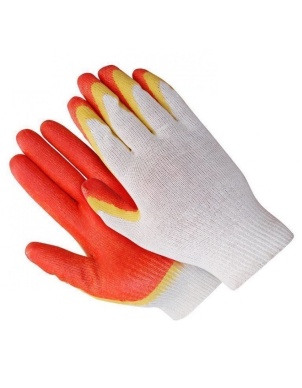 Перчатки трикотажные с 2-ым латексным обливом (Красные) фото 1
