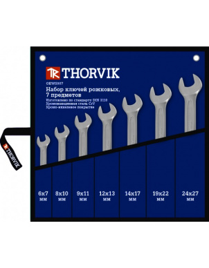 Набор ключей рожковых в сумке 6-27 мм, 7 шт, Thorvik OEWS007 (52009) фото 1