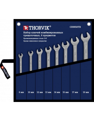 Набор ключей комбинированных трещоточных, 8-19 мм, 8 шт, Thorvik CRWS8TB (53471) фото 1
