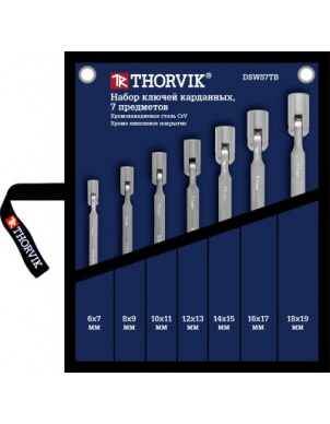 Набор ключей гаечных карданных, 6-19 мм, 7 предметов, Thorvik DSWS7TB (53474) фото 1