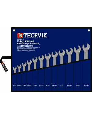 Набор дюймовых комбинированных ключей 1/4"-15/16" (12 шт) Thorvik CWIS0012 (52916) фото 1