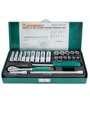 Набор головок 1/4 DR, 4-13 мм, 24 предмета, Jonnesway S04H2125S фото 1