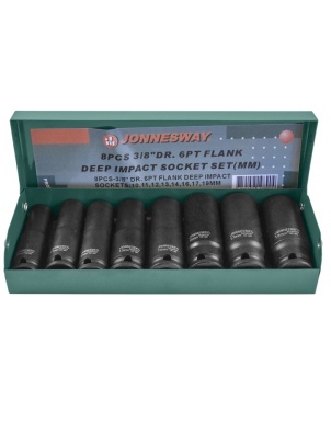 Набор ударных головок глубоких 3/8 DR, 10-19 мм, 8 шт., Jonnesway S03AD3108S фото 1